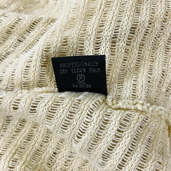 Lafayette 148 NY Womens Small Sweater Beige Linen Open-Knit 3/4 Sleeve Flaw BU16 - Picture 7 of 8